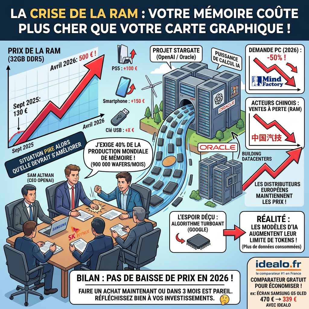 Pourquoi le prix de la RAM et de l'électronique explose en 2026 : Les dessous d'une crise artificielle